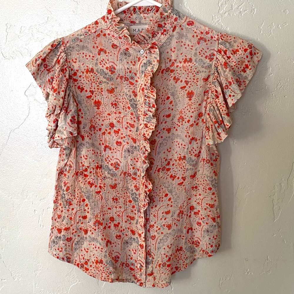 M.A.B.E. Cotton Floral Ruffle Top
